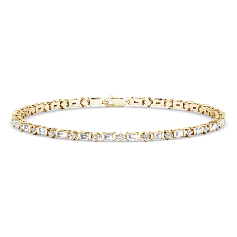 Main Image 1 of Previously Owned Diamond Tennis Bracelet 1 ct tw Round/Baguette-Cut 14K Yellow Gold