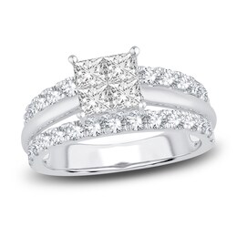 Previously Owned Diamond Engagement Ring 2 ct tw Princess/Round 14K White Gold