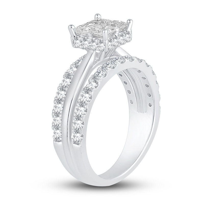 Main Image 2 of Previously Owned Diamond Engagement Ring 2 ct tw Princess/Round 14K White Gold