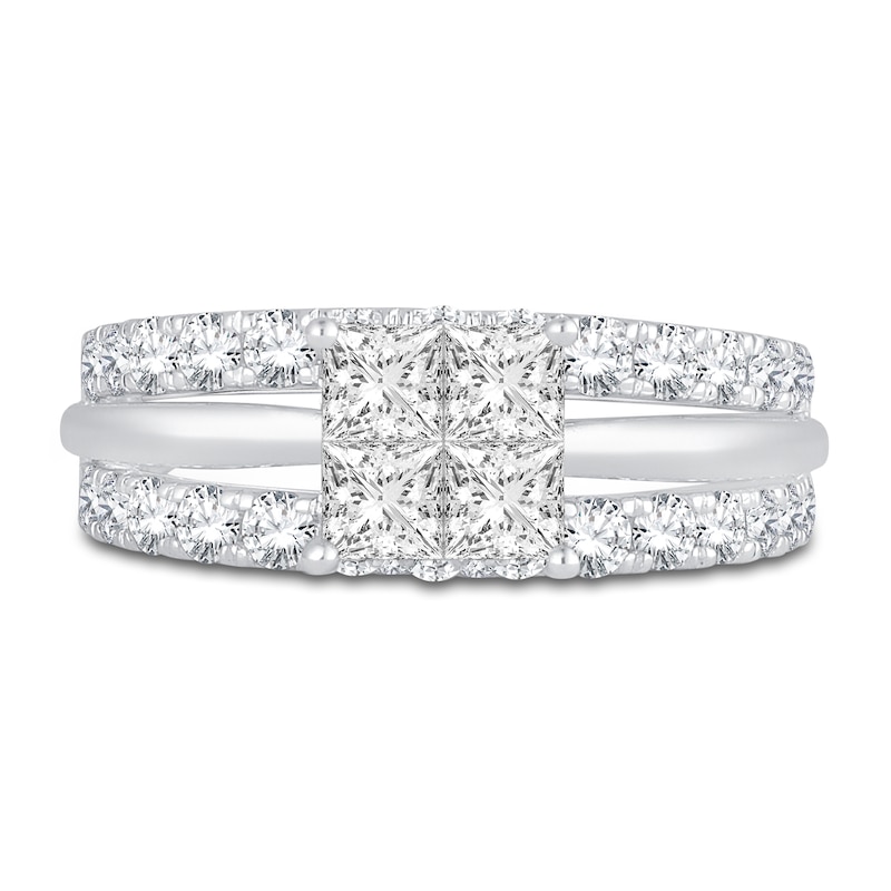 Main Image 3 of Previously Owned Diamond Engagement Ring 2 ct tw Princess/Round 14K White Gold