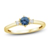 Thumbnail Image 1 of Previously Owned Montana Blue Round-Cut Natural Sapphire Ring 1/15 ct tw Diamonds 14K Yellow Gold