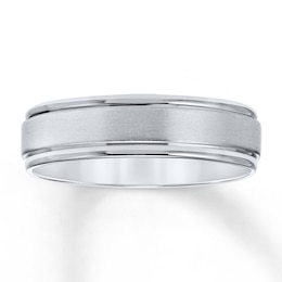 Previously Owned Men's Brushed Wedding Band 14K White Gold 6.0mm