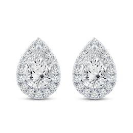 Previously Owned Diamond Stud Earrings 3/4 ct tw Pear-shaped/Round 10K White Gold