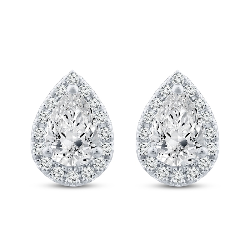 Main Image 1 of Previously Owned Diamond Stud Earrings 3/4 ct tw Pear-shaped/Round 10K White Gold