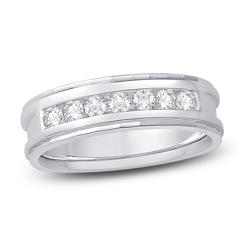 Main Image 1 of Previously Owned Men's Diamond Anniversary Band 1/2 ct tw Round 14K White Gold