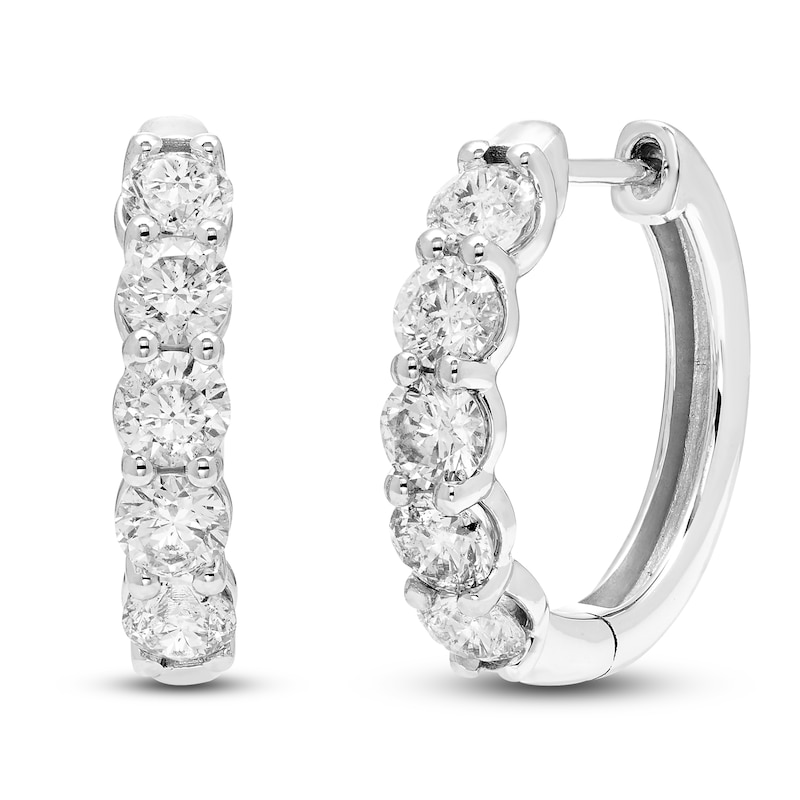 Main Image 1 of Jared Signature Previously Owned Diamond Hoop Earrings 1/2 ct tw Round 14K White Gold