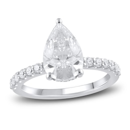 Previously Owned Lab-Grown Diamond Engagement Ring 3-1/2 ct tw Pear/Round 14K White Gold