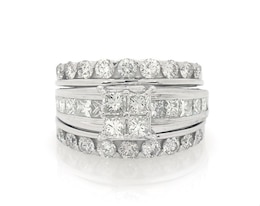 Previously Owned Princess-Cut Quad Diamond Bridal Set 2-3/8 ct tw 14K White Gold Size 5.5