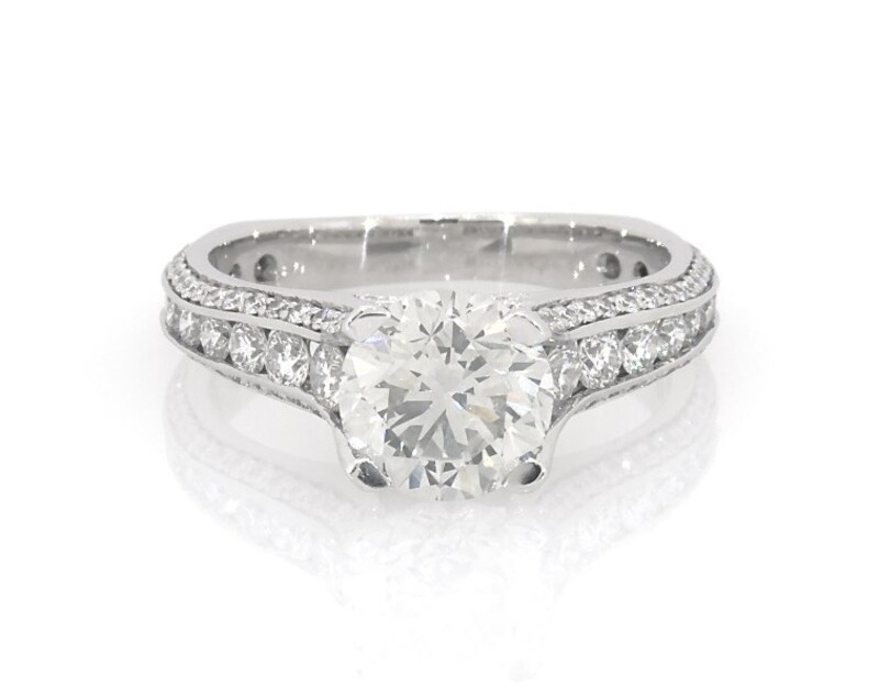 Main Image 1 of Previously Owned Round-Cut Diamond Engagement Ring 2-7/8 ct tw 18K White Gold Size 7.5