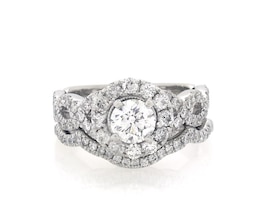 Previously Owned Neil Lane Round-Cut Diamond Halo Bridal Set 2 ct tw 14K White Gold Size 6.75