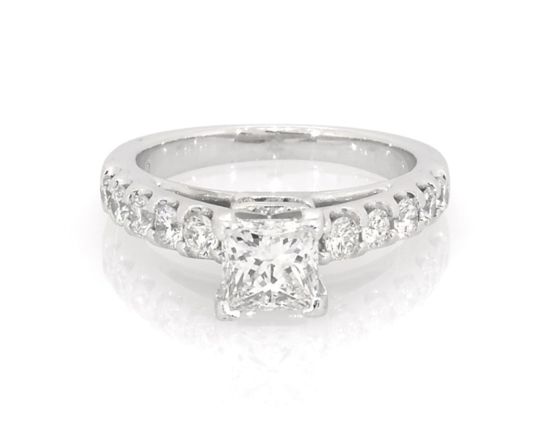 Main Image 1 of Previously Owned Princess-Cut Diamond Engagement Ring 1-5/8 ct tw Platinum Size 6.5