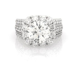 Previously Owned Round-Cut Diamond Halo Engagement Ring 4-7/8 ct tw 18K White Gold Size 6