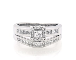 Previously Owned Princess-Cut Diamond Bridal Set 1 ct tw 14K White Gold Size 7.25