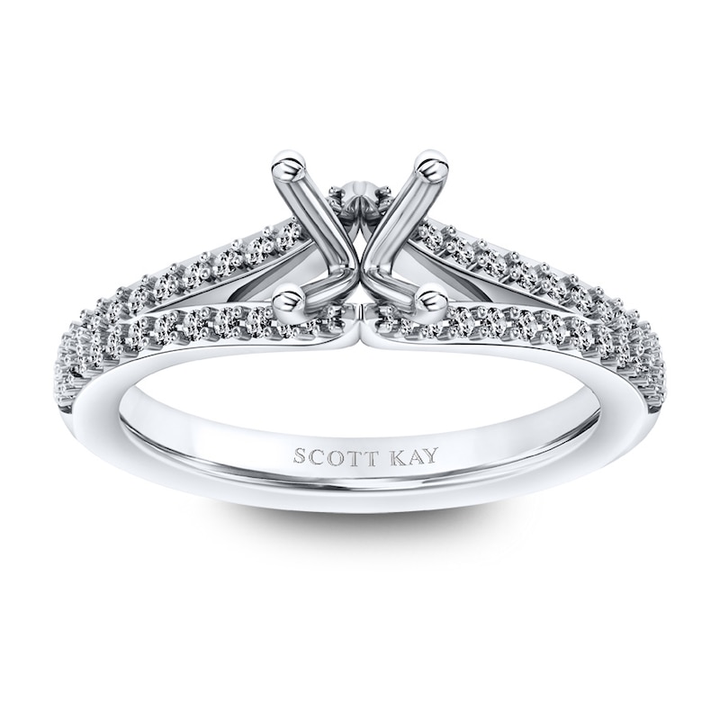 Main Image 1 of Previously Owned Scott Kay Ring Setting 1/4 ct tw Round-cut 14K White Gold