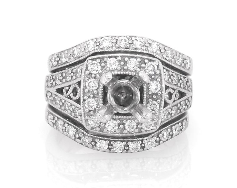Main Image 1 of Previously Owned Round-Cut Diamond Bridal Setting 5/8 ct tw 14K White Gold Size 4