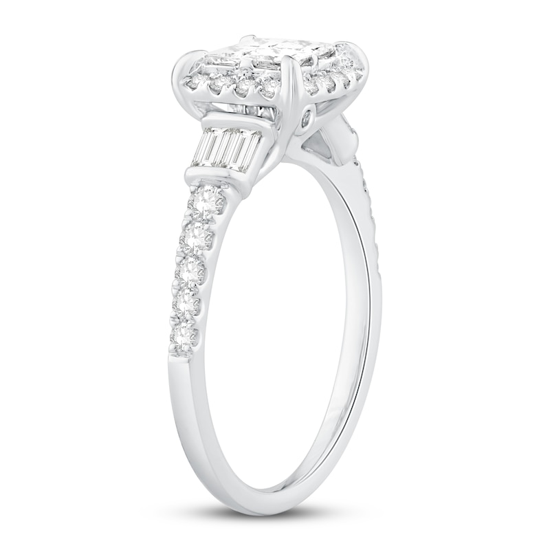 Main Image 2 of Previously Owned Diamond Engagement Ring 1 ct tw Round/Princess 14K White Gold