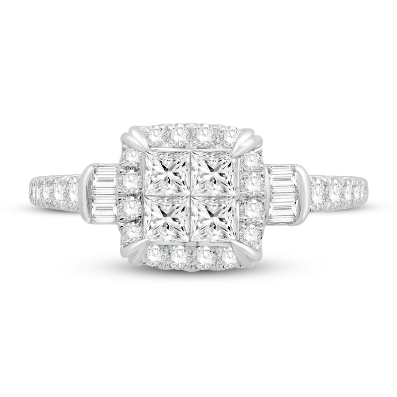 Main Image 3 of Previously Owned Diamond Engagement Ring 1 ct tw Round/Princess 14K White Gold