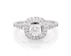 Thumbnail Image 1 of Previously Owned Princess-Cut Diamond Cushion-Shaped Double Halo Engagement Ring 1-1/4 ct tw 14K White Gold Size 7