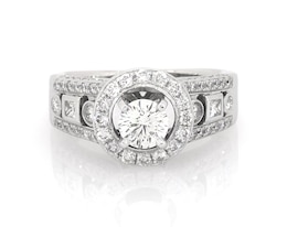 Previously Owned Round-Cut Diamond Halo Engagement Ring 1-3/8 ct tw 14K White Gold Size 6.5