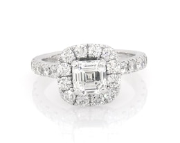 Previously Owned Asscher-Cut Diamond Halo Engagement Ring 2 ct tw 14K White Gold Size 6