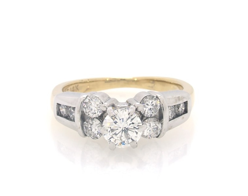 Main Image 1 of Previously Owned Diamond Five-Stone Engagement Ring 7/8 ct tw 14K Two-Tone Gold Size 5