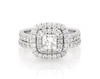 Thumbnail Image 1 of Previously Owned Princess-Cut Diamond Cushion-Shaped Halo Bridal Set 1-5/8 ct tw 14K White Gold Size 4.5