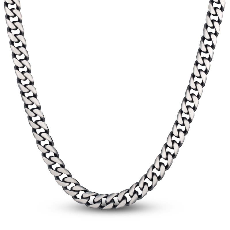 Main Image 1 of Previously Owned Curb Link Necklace Sterling Silver 24" 9mm