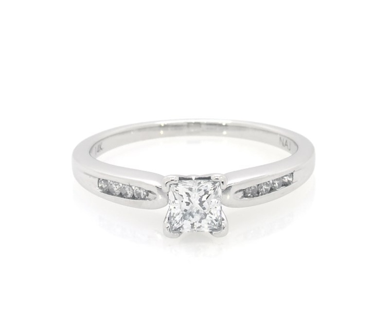 Main Image 1 of Previously Owned Princess-Cut Diamond Engagement Ring 1/2 ct tw 14K White Gold Size 6.5