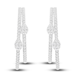 Previously Owned Diamond Hoop Earrings 1 ct tw Round 14K White Gold