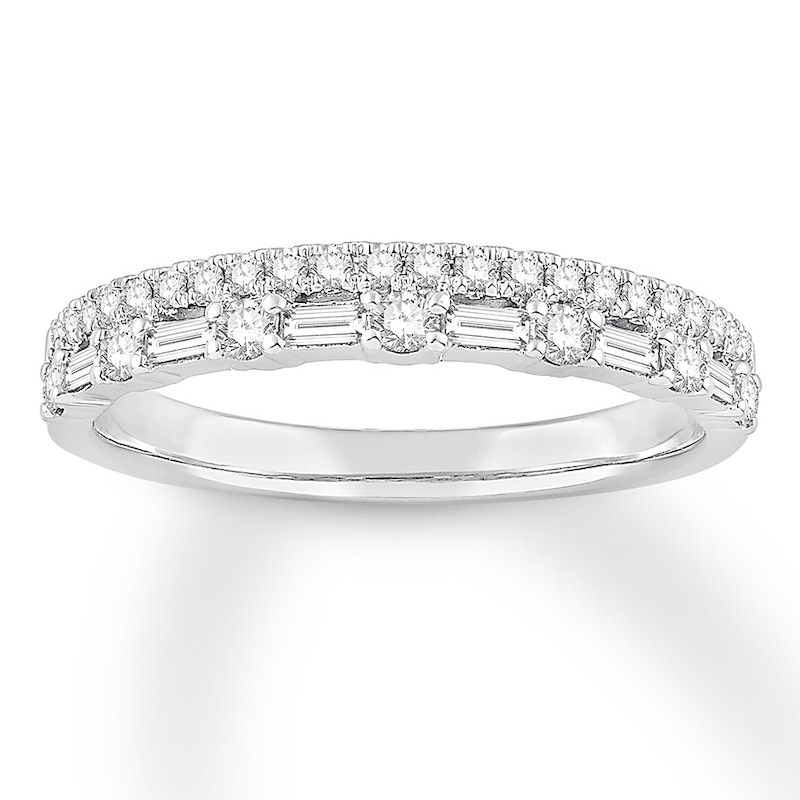 Main Image 1 of Previously Owned Diamond Anniversary Band 3/8 ct tw Baguette/Round 14K White Gold