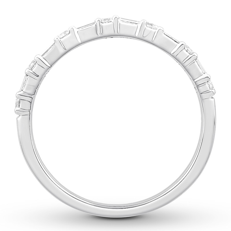 Main Image 2 of Previously Owned Diamond Anniversary Band 3/8 ct tw Baguette/Round 14K White Gold