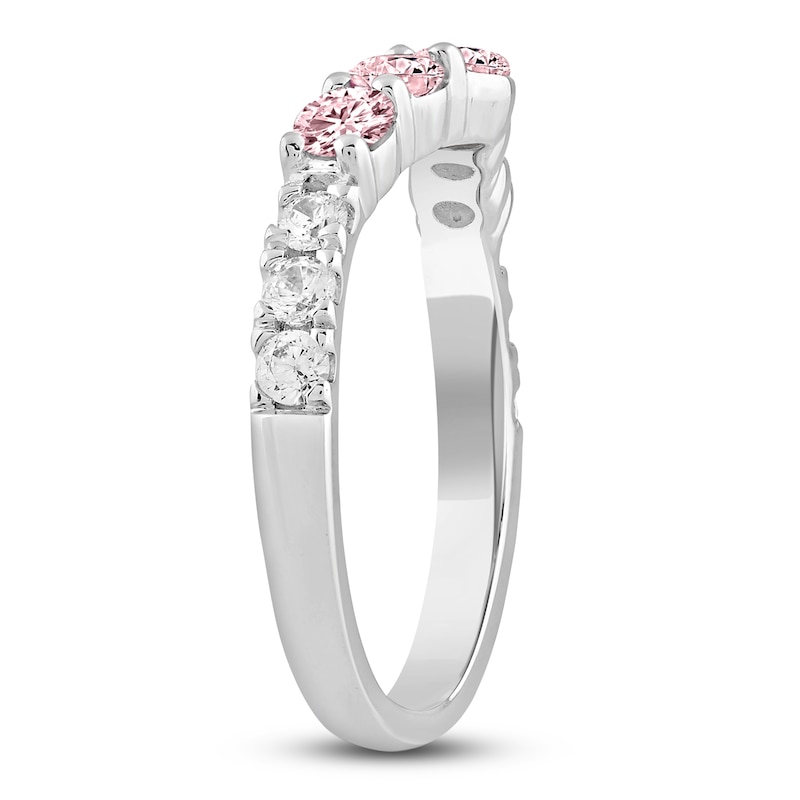 Main Image 2 of Previously Owned Pink & White Lab-Grown Diamond Contour Ring 1 ct tw 14K White Gold