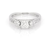 Thumbnail Image 1 of Previously Owned Princess & Round-Cut Diamond Three-Stone Engagement Ring 1 ct tw 18K White Gold Size 7.25