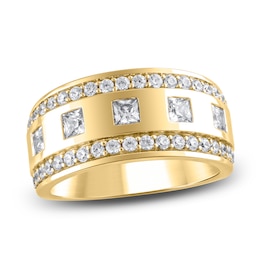 Previously Owned Lab-Grown Diamond Men's Square & Round-Cut Wedding Band 1-1/2 ct tw 14K Yellow Gold