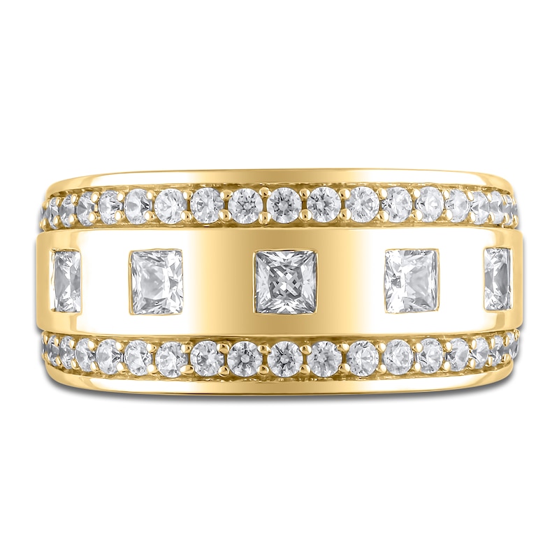 Main Image 3 of Previously Owned Lab-Grown Diamond Men's Square & Round-Cut Wedding Band 1-1/2 ct tw 14K Yellow Gold