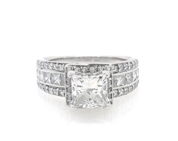 Previously Owned Princess-Cut Diamond Halo Engagement Ring 2-3/8 ct tw 14K White Gold Size 5