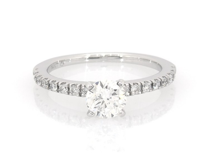 Main Image 1 of Previously Owned Round-Cut Diamond Engagement Ring 7/8 ct tw 14K White Gold Size 6.25