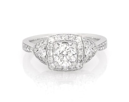 Previously Owned Round-Cut Diamond Halo Engagement Ring 1-1/8 ct tw 14K White Gold Size 6.75