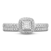 Thumbnail Image 3 of Previously Owned Diamond Double Halo Bridal Set 1/2 ct tw Princess/Round 14K White Gold