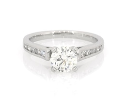 Previously Owned Round-Cut Diamond Engagement Ring 7/8 ct tw Platinum Size 4.25