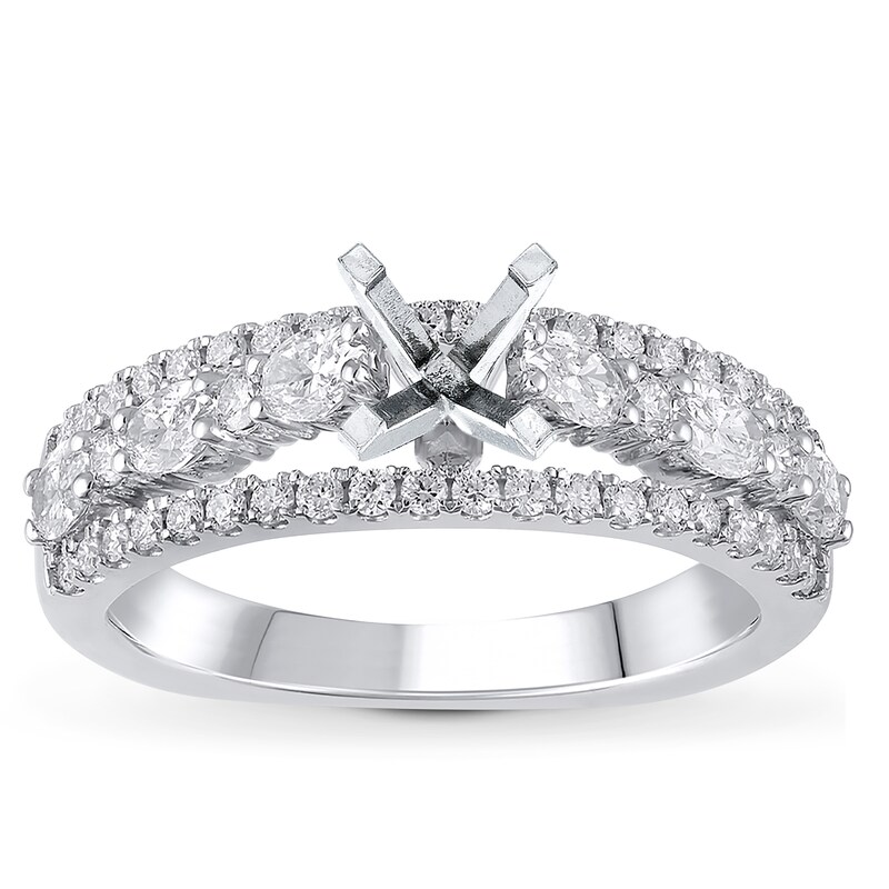 Main Image 1 of Previously Owned Diamond Engagement Ring Setting 1 ct tw Oval/Round 18K White Gold