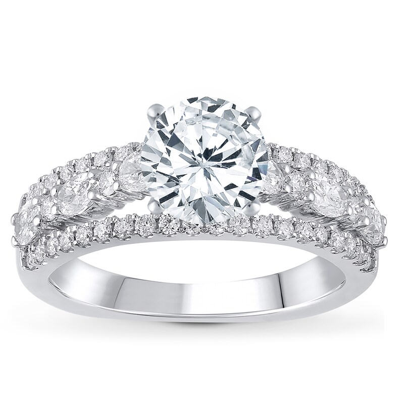 Main Image 3 of Previously Owned Diamond Engagement Ring Setting 1 ct tw Oval/Round 18K White Gold