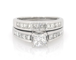Previously Owned Princess-Cut Diamond Bridal Set 1-5/8 ct tw 14K White Gold Size 5.5