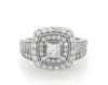 Thumbnail Image 1 of Previously Owned Princess-Cut Diamond Cushion-Shaped Double Halo Bridal Set 1-1/3 ct tw 14K White Gold Size 5.5