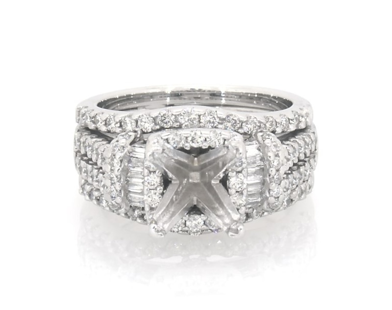 Main Image 1 of Previously Owned Diamond Bridal Setting 7/8 ct tw 14K White Gold Size 5.25