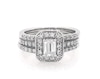 Thumbnail Image 1 of Previously Owned Emerald-Cut Diamond Octagon Frame Bridal Set 1-1/6 ct tw 14K White Gold Size 5.5