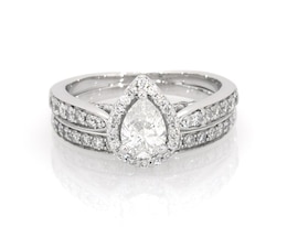Previously Owned Pear-Shaped Diamond Halo Bridal Set 1-1/4 ct tw 14K White Gold Size 6.25