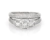 Thumbnail Image 1 of Previously Owned Princess-Cut Three-Stone Halo Bridal Set 1-1/2 ct tw 14K White Gold Size 8.5