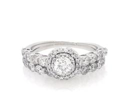 Previously Owned Round-Cut Diamond Halo Bridal Set 1-7/8 ct tw 14K White Gold Size 6.5