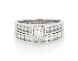 Previously Owned Princess-Cut Diamond Bridal Set 1-3/8 ct tw 14K White Gold Size 8.25